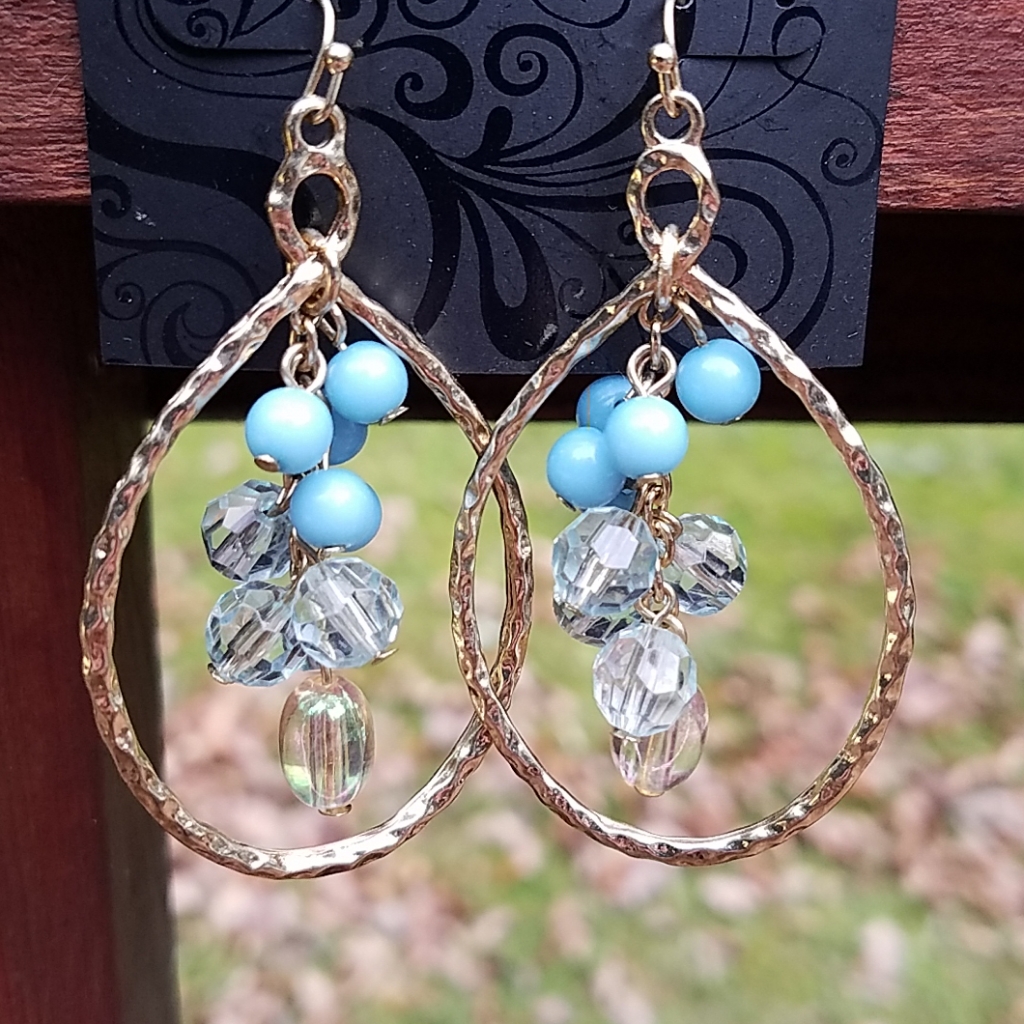 New Gnw Gold Earrings With Blue Tone(S)